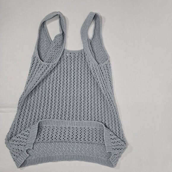 TOAD&CO Gray Recycled Denim Stretchy Crochet Semi-Sheer Tank Top Women's Size M. - Picture 8 of 17